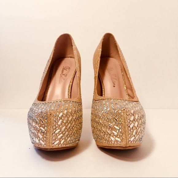 Stunning high gold rose heels cristal embellished - Picture 3 of 8